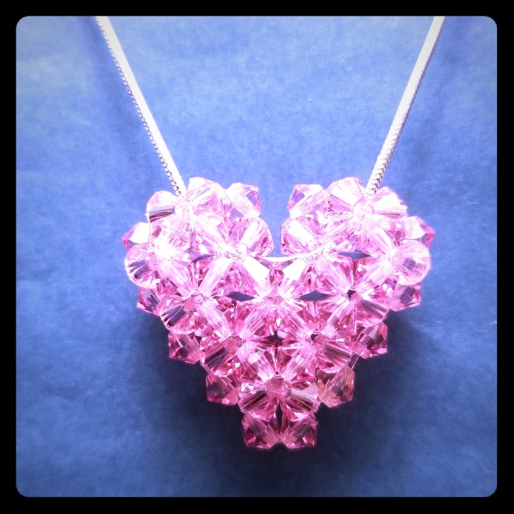 Hand beaded Swarovski crystal heart